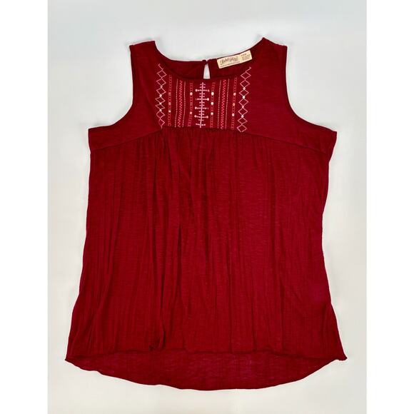 Y2K Embroidered Top SMALL Burgundy Tank Fairy Festival Cottage Boho - Picture 6 of 6